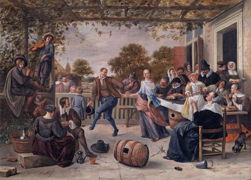Jan Steen A terrace with a couple dancing to a pipe and fiddle china oil painting image